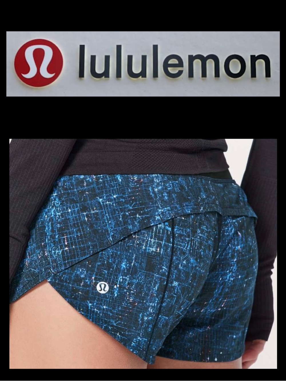 LULULEMON SPEED UP SHORT 2.5"    City Lights Multi Black/Black